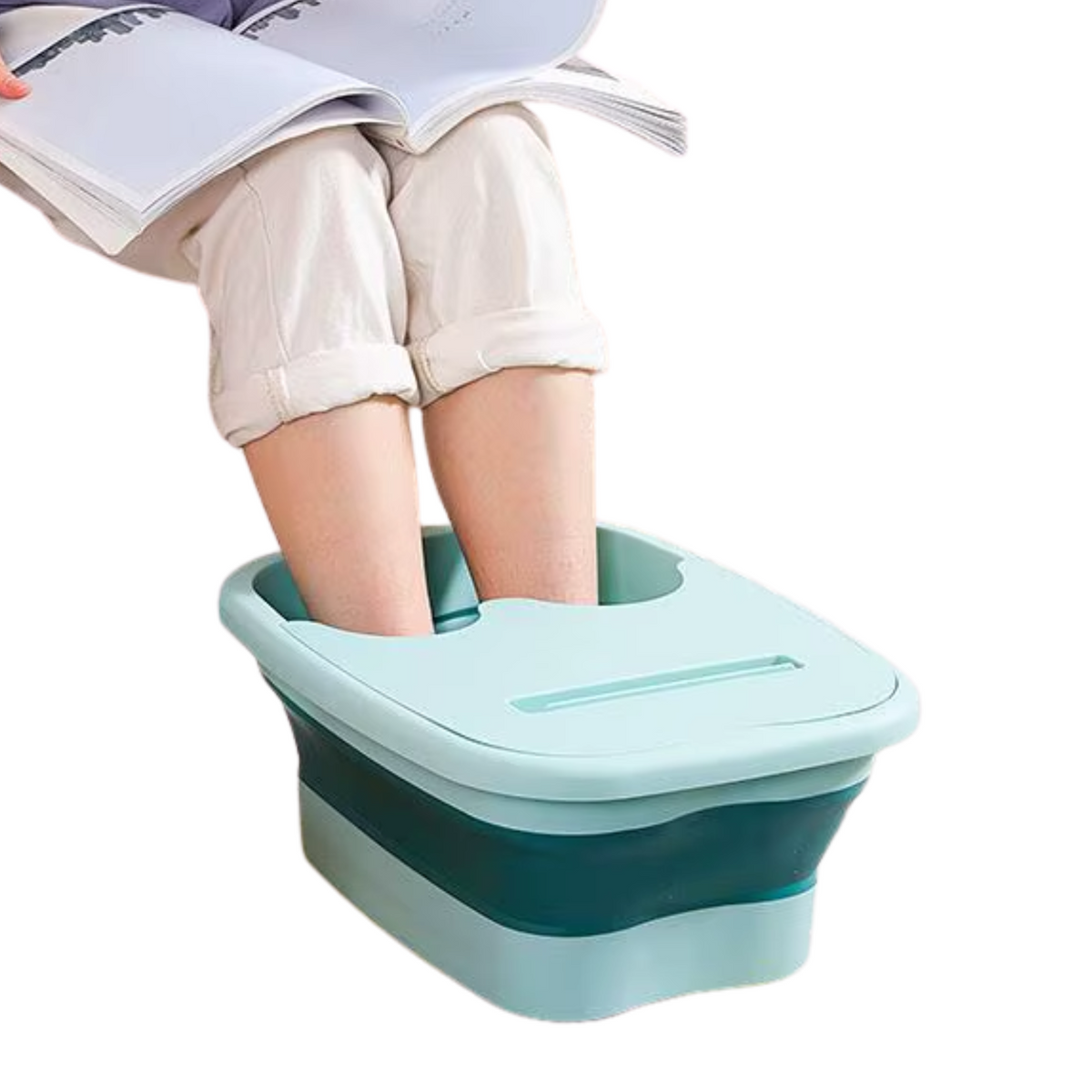 Voetenbad Met Deksel - Inklapbaar - Met Massagedrukpunten - Ontspanning - Verkoeling - Mint Groen