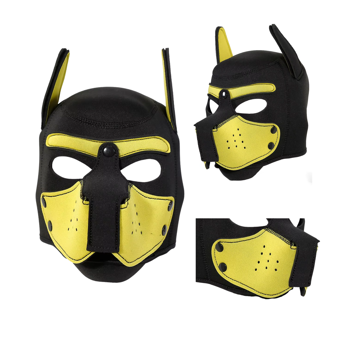 Honden Masker - Zwart & Geel - Puppy Play - BDSM Roleplay & Cosplay - Unisex - Sex Speeltjes Toys - Erotiek - Bondage Masker - OneSize