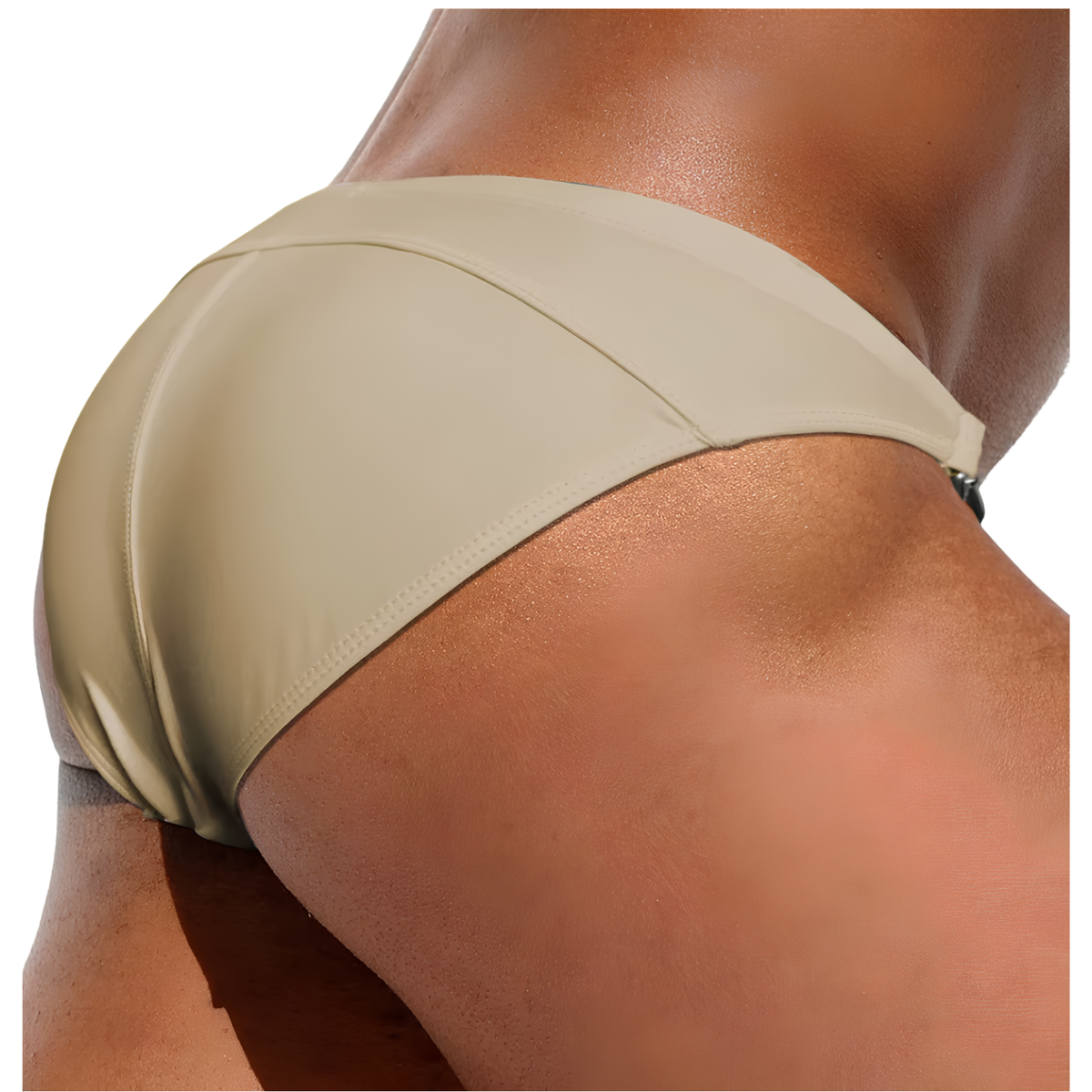 Sexy Heren Zwembroek - Metalen Gespen - Khaki - Mannen Zwembroek - Slip Swimwear - Ondergoed - Strandkleding - Maat L