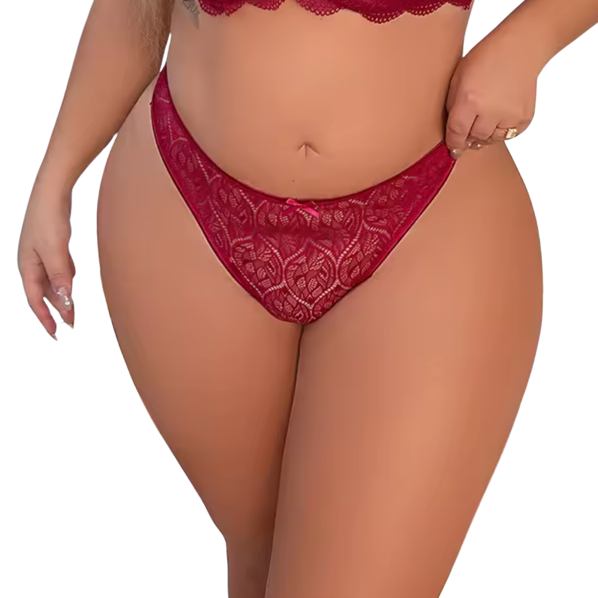 5 Pack - Kanten Strings Met Sexy Patroon – Plus Size – Verleidelijk en Comfortabel Dames Ondergoed - 2x Zwart, 2x Blauw en Rood - Onderbroeken / Slips Voor Vrouwen - Maat 2XL