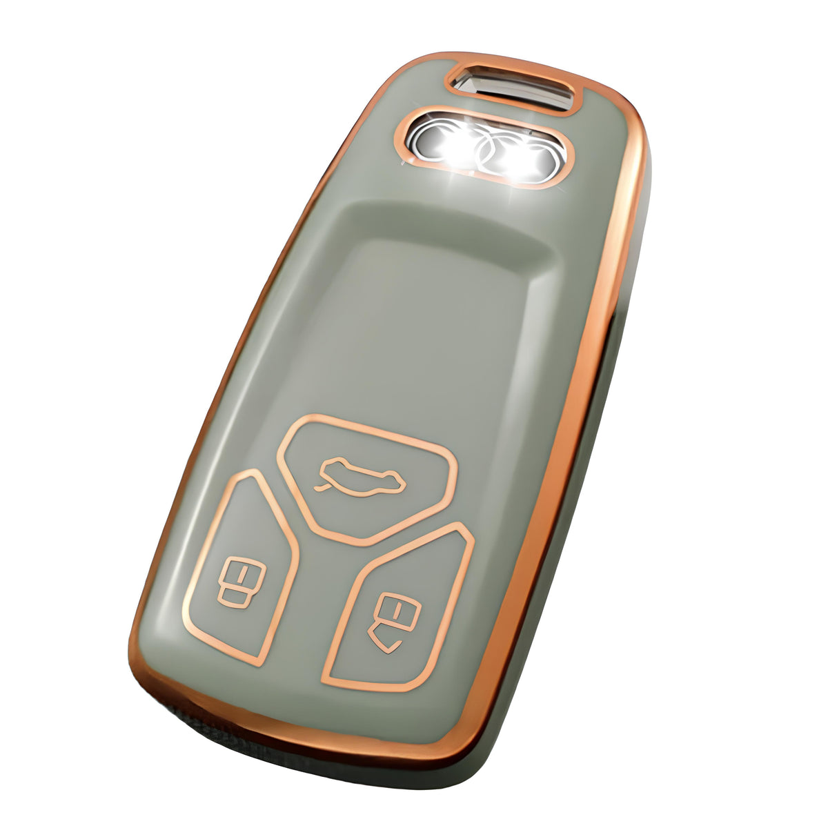 Zachte TPU Sleutelcover - Geschikt voor Audi A4 / A5 / A6 / A7 / S4 / S5 / S6 / Q5 / TT / RS - Groen met Goud - Sleutel Hoesje Cover - Auto Accessoires