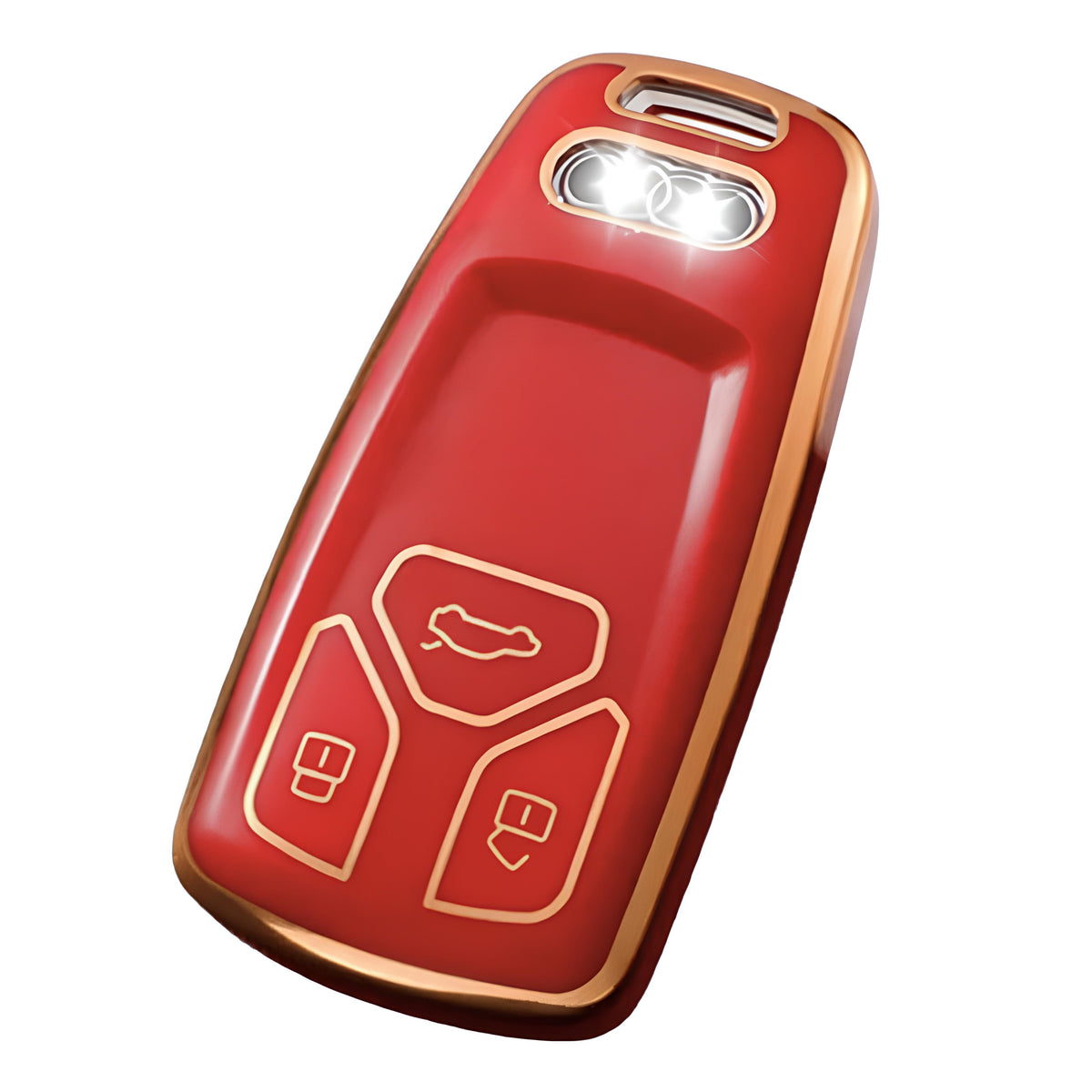 Zachte TPU Sleutelcover - Geschikt voor Audi A4 / A5 / A6 / A7 / S4 / S5 / S6 / Q5 / TT / RS - Rood met Goud - Sleutel Hoesje Cover - Auto Accessoires