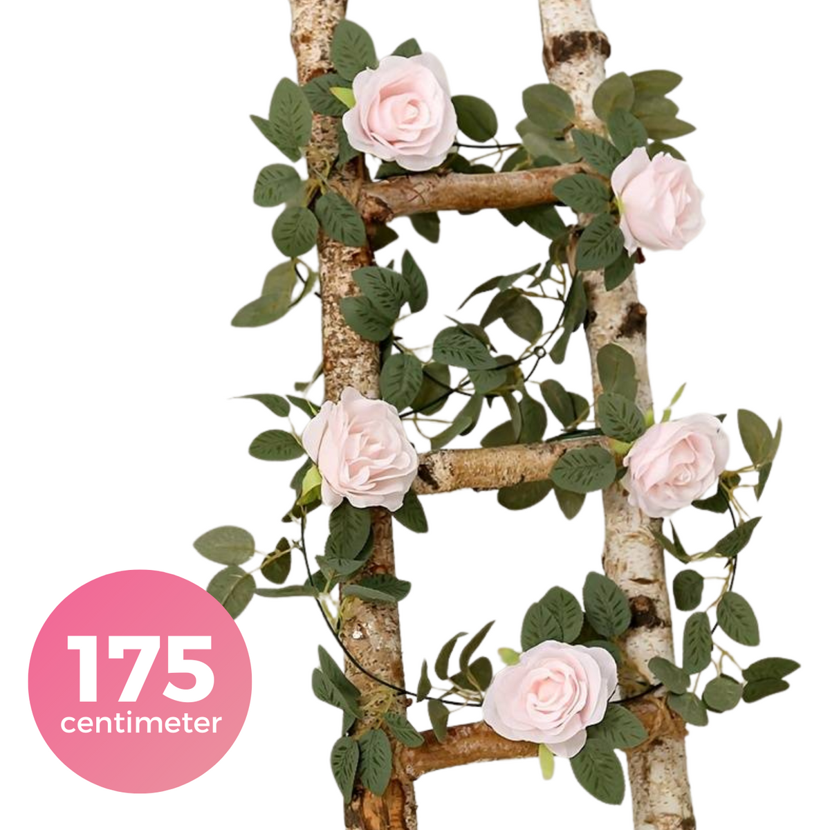 Luxe Bloemenslinger Rozen - Fiets en Interieur - Rozen Lichtroze - Stijlvolle Bloemenstreng voor Fietsmand of Stuur - 175 CM Bloemen - Plastic Kunstbloemen Fiets Slinger