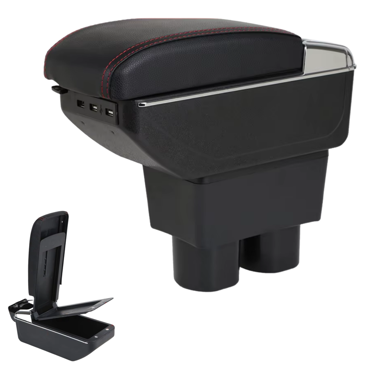 Multifunctionele Armsteun - Geschikt voor Nissan Sylphy 2010 - 2020 / Nissan Versa 2010 - 2020 / Nissan Tiida Latio 2010 - 2020 - 1 USBC & 2 USB Aansluitingen - Opbergvakken - Armleuning - Middenconsole - Bekerhouder