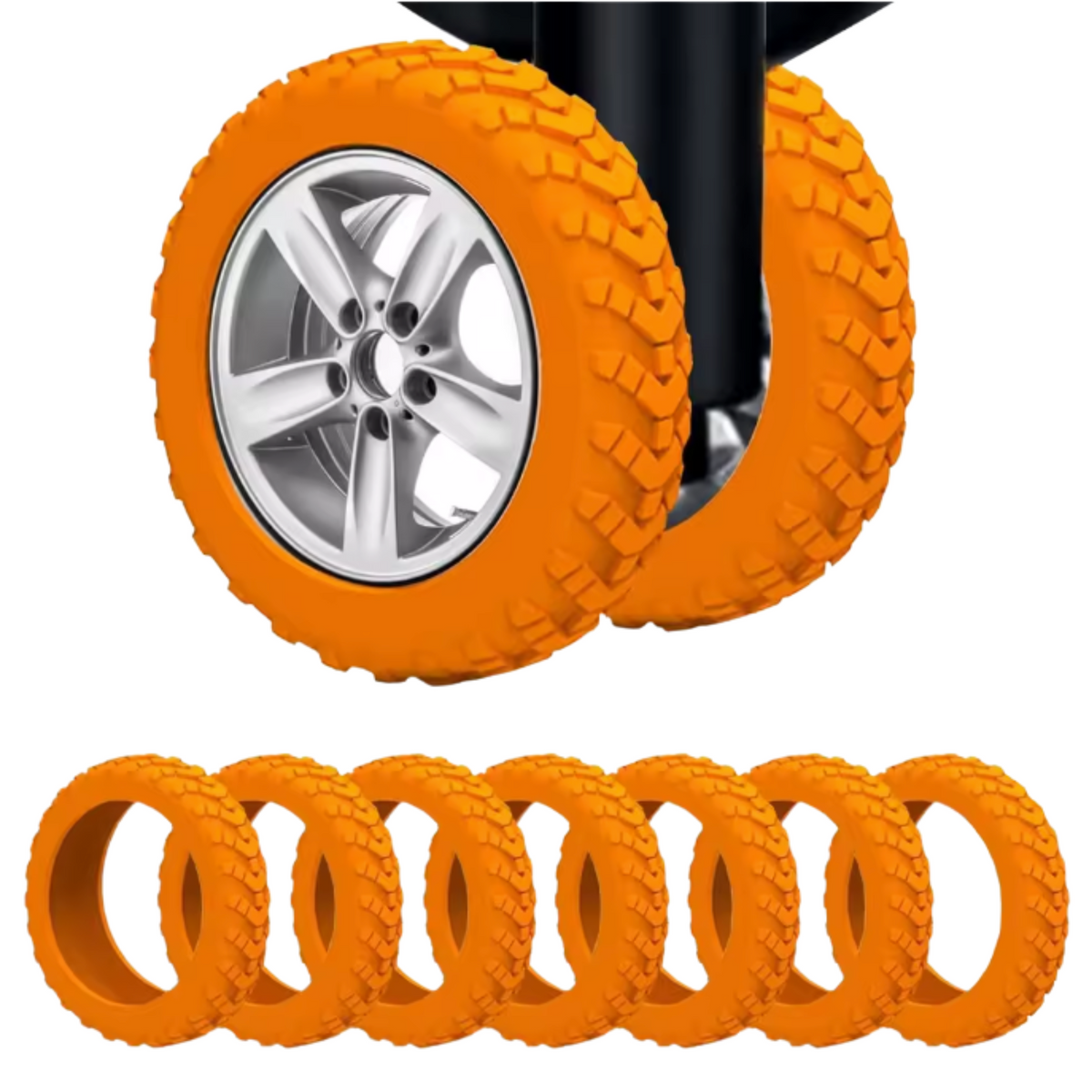 Siliconen Wielbescherming Voor Trolley / Koffer - Geluidsreducerend - Wielbescherming - Reiskoffer Accessoires - Set Van 8 Stuks Oranje