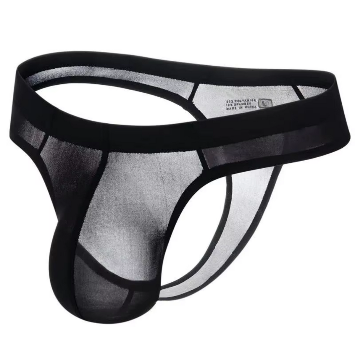 Heren String Transparant - G-String Doorzichtig Zwart - Sexy Mesh Design - Mannen Onderbroek - Lingerie Voor Mannen - Ondergoed Maat XXL / 2XL