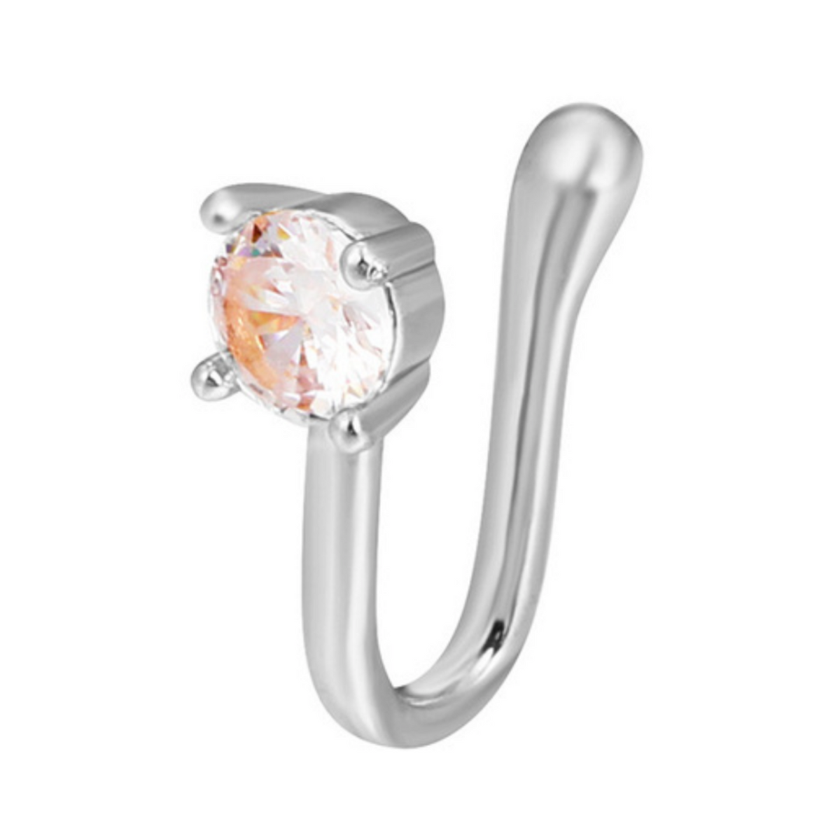 Fake Neuspiercing Zilver - Steentje / Kristal - Nep Neuspiercing Sieraad - Neusring - Nep Piercing Neus Ringetje - Metaal