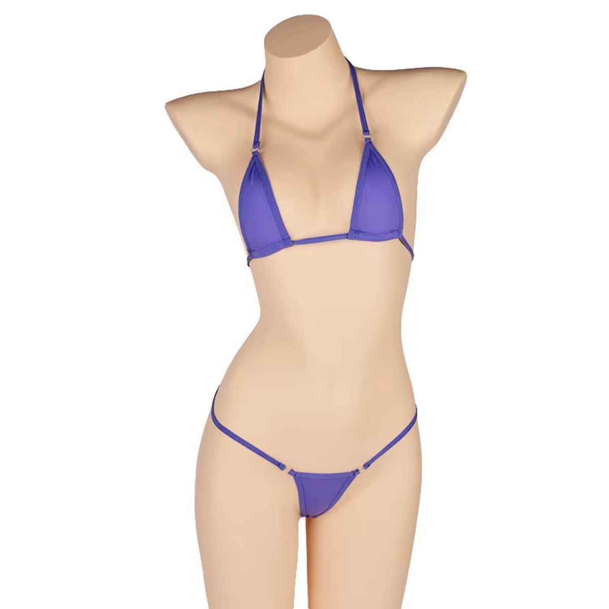 Sexy Dames Bikini Set – Paars - Mini Lingerie Set Tweedelig - Halter Top Zonder Beugel - Micro T String - Met Verstelbare Bandjes & Stretch - Ondergoed Voor Vrouwen - One Size