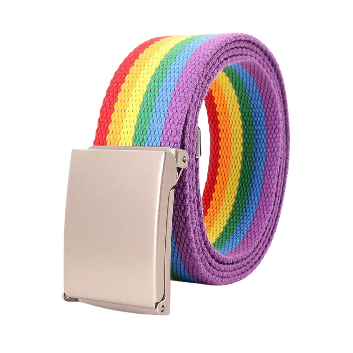 D-Clip Riem - 7-Kleuren Regenboog - Ultra Lange LGBTQ Riem met Ijzeren Gesp - Rainbow - 3.8 cm x 120 cm