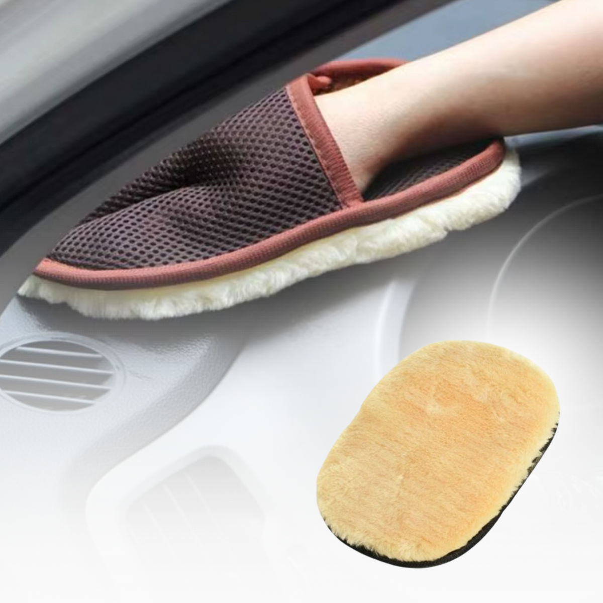 Zachte Washandschoen Interieur - Luxe Spons - Auto Interieur Reiniging - Dashboard Borstel - Immitatiewol - Cockpit - Auto Accessoires