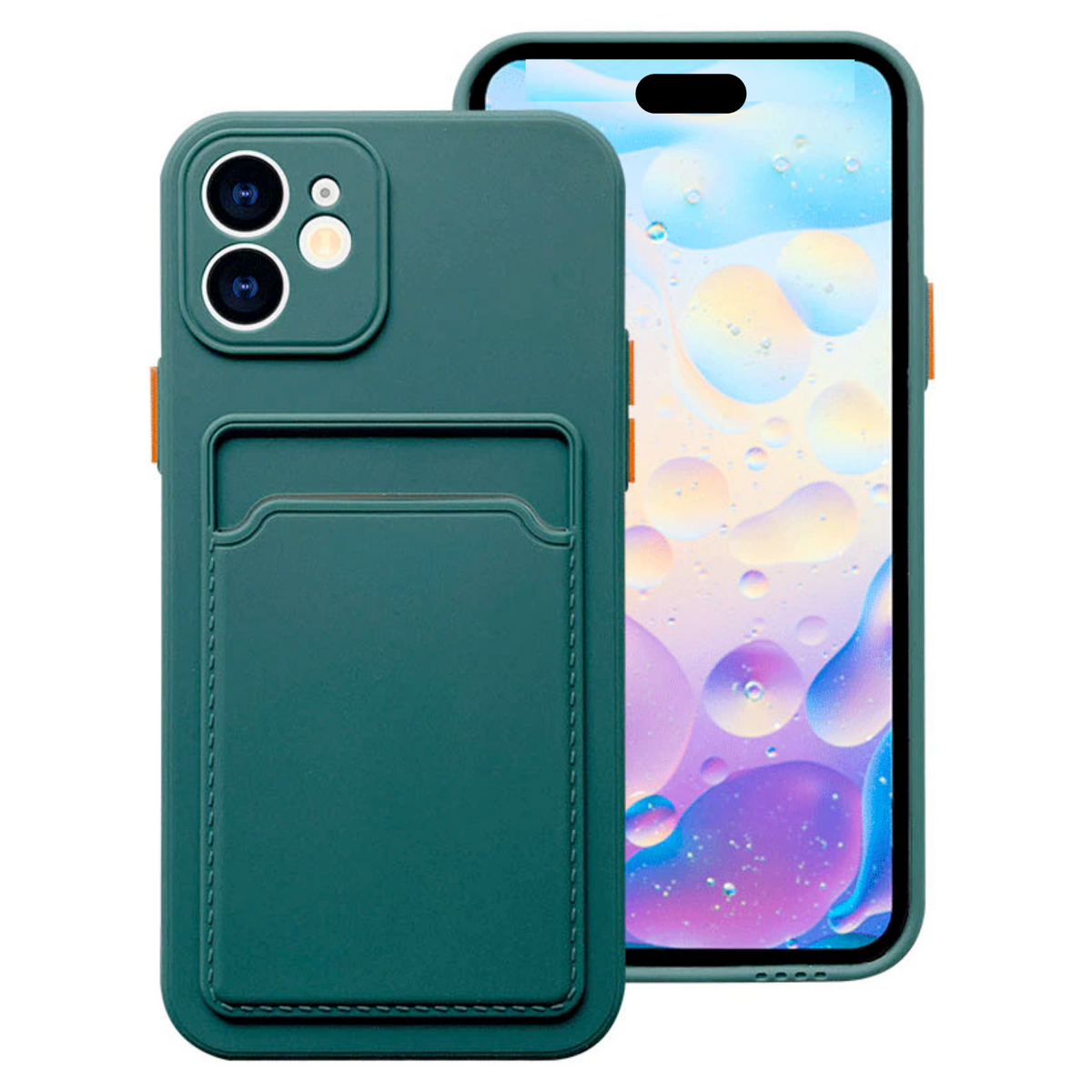 Hoesje Geschikt voor Apple iPhone 16 Stevig TPU - Met Kaarthouder - Donkergroen - Shockproof Case met Pasjeshouder - TPU Hoes Met Vakje Voor Pasje - Card Case Back Cover