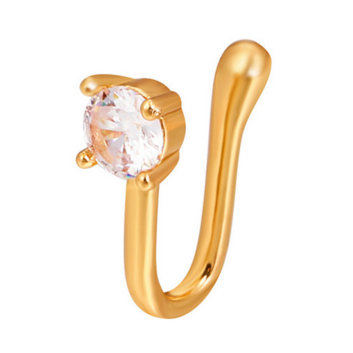 Fake Neuspiercing Goud - Steentje / Kristal - Nep Neuspiercing Sieraad - Neusring - Nep Piercing Neus Ringetje - Metaal
