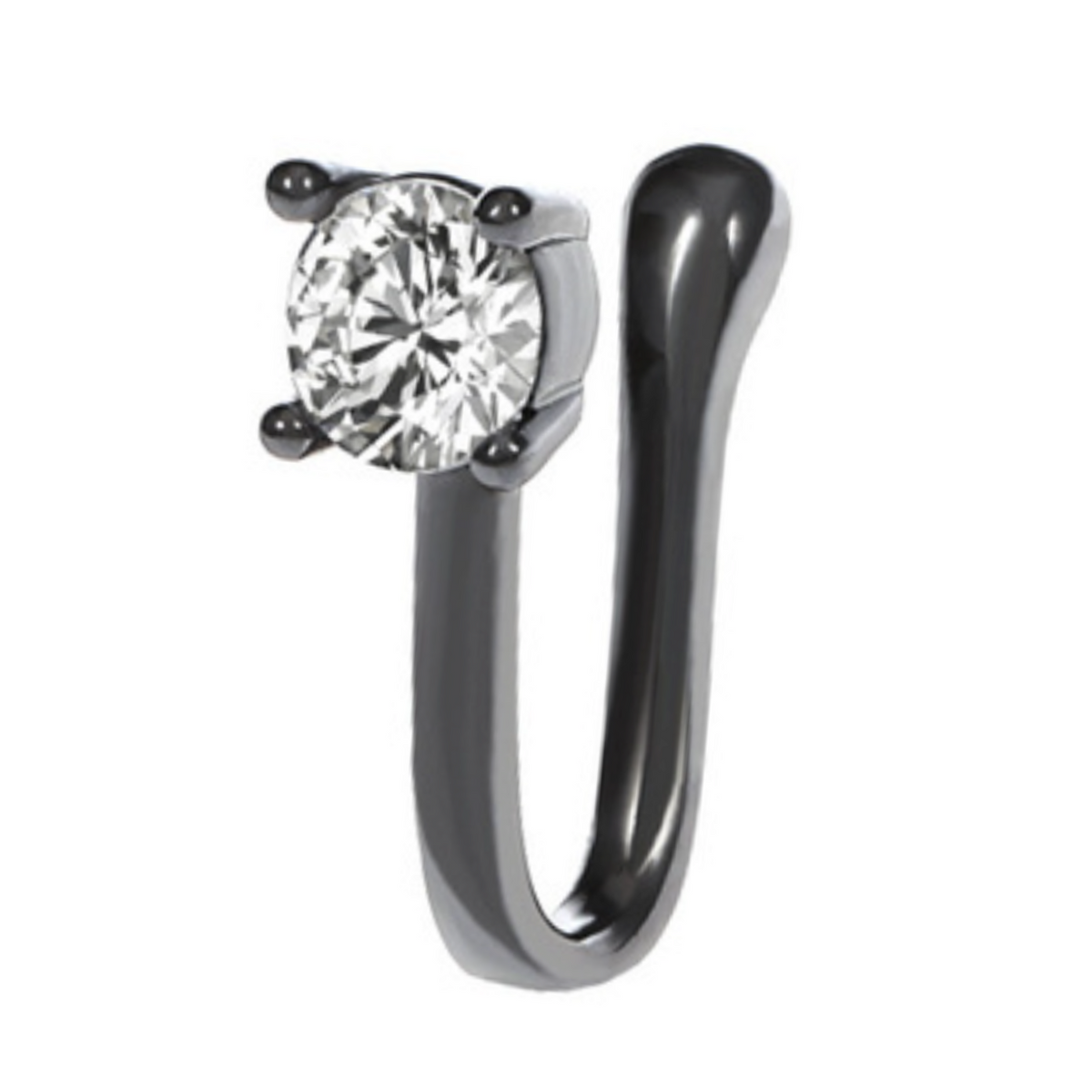 Fake Neuspiercing Zwart - Steentje / Kristal - Nep Neuspiercing Sieraad - Neusring - Nep Piercing Neus Ringetje - Metaal