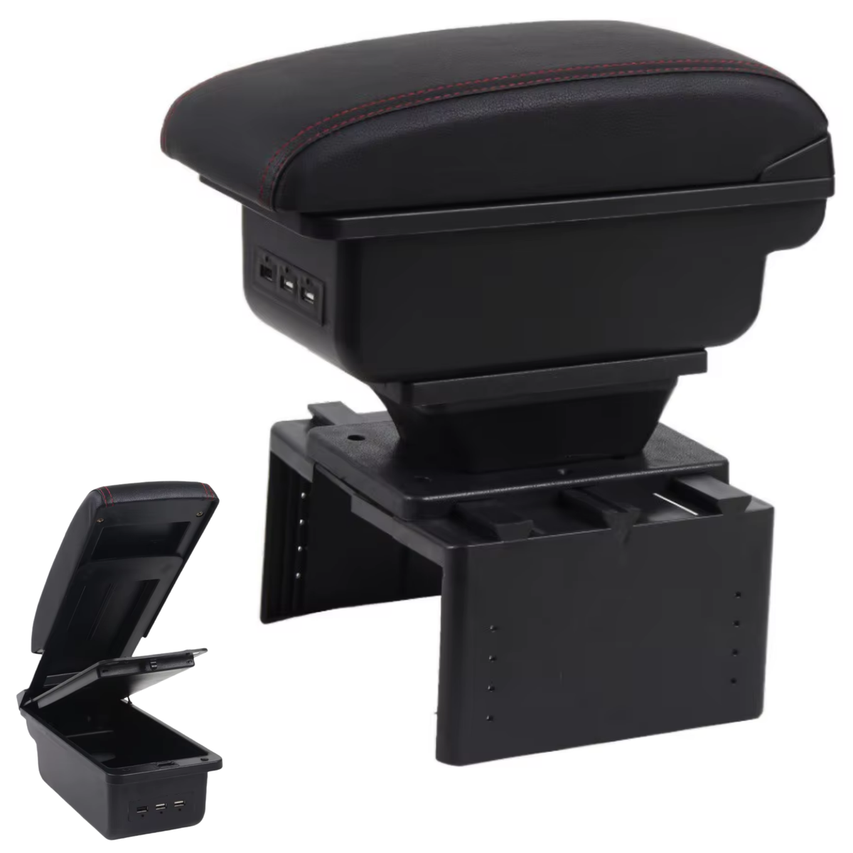 Multifunctionele Armsteun Universeel - Geschikt voor Verschillende Automerken - 1 USBC & 2 USB Aansluitingen - Opbergvakken - Armleuning - Middenconsole - Bekerhouder