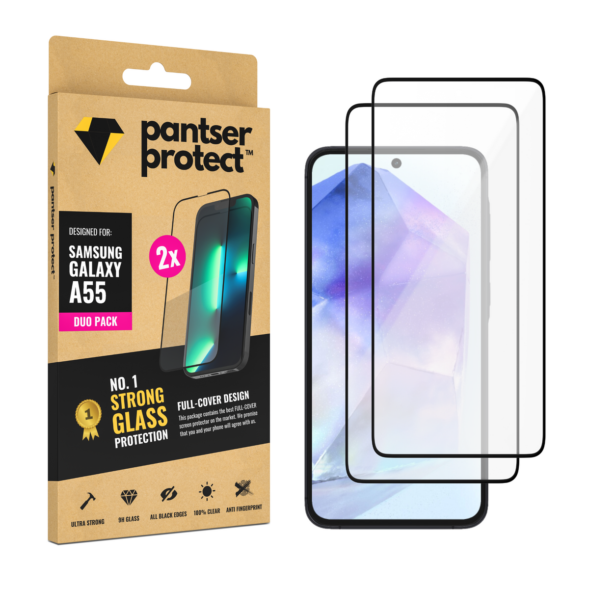 DUO-PACK - 2x Pantser Protect™ Glass Screenprotector Geschikt voor Samsung Galaxy A55 - Case Friendly - Premium Pantserglas - Glazen Screen Protector