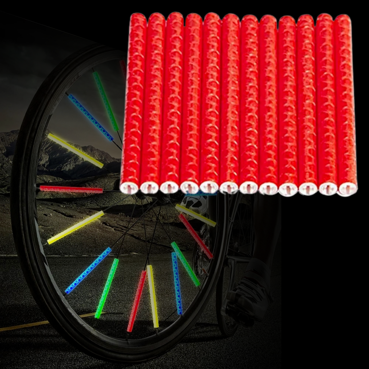 Fiets Spaak Reflector Rood - Set 12 Stuks - Glow In The Dark - Spaakreflector - Spaakreflectoren Staafjes