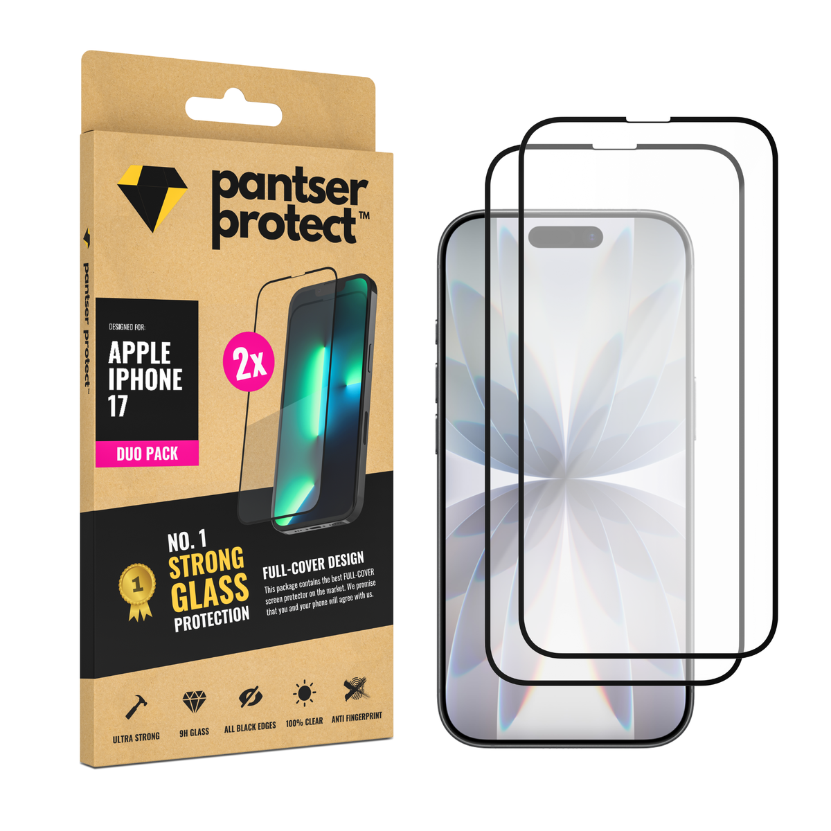 DUO-PACK - 2x Pantser Protect™ Glass Screenprotector Geschikt voor Apple IPhone 17 - Case Friendly - Premium Pantserglas - Glazen Screen Protector