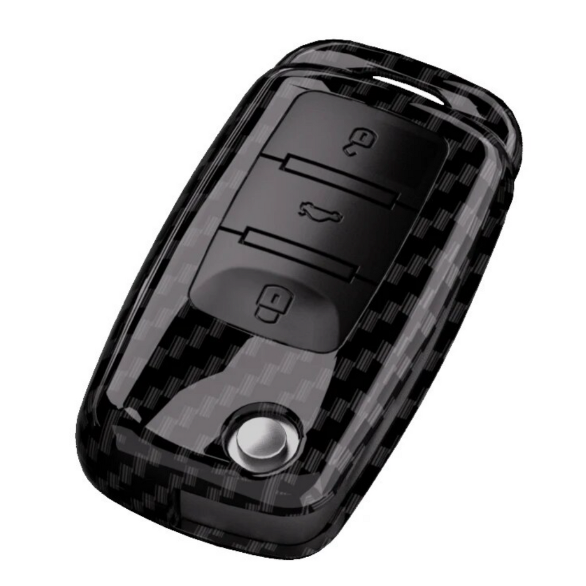 Sleutelcover - Gloss Carbon Look - Sleutelhoesje Geschikt voor Volkswagen Golf / Polo / Tiguan / Up / Passat / Seat Leon / Skoda Citigo - Key Cover - Auto Accessoires