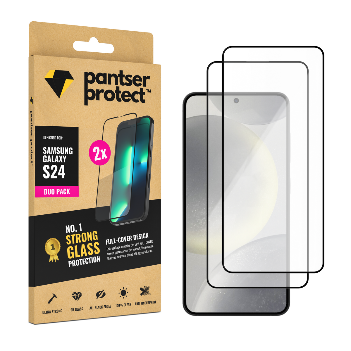 DUO-PACK - 2x Pantser Protect™ Glass Screenprotector Geschikt voor Samsung Galaxy S24 / S25 - Case Friendly - Premium Pantserglas - Glazen Screen Protector