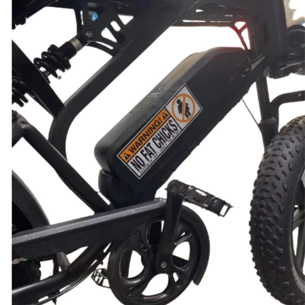 Auto Sticker - WARNING NO FAT CHICKS - Zwart & Oranje - 1 Meme Sticker - Hoogwaardig Vinyl - Autostickers Wrap Folie - Universeel - Embleem - Auto / Scooter / Fatbike Accessoires