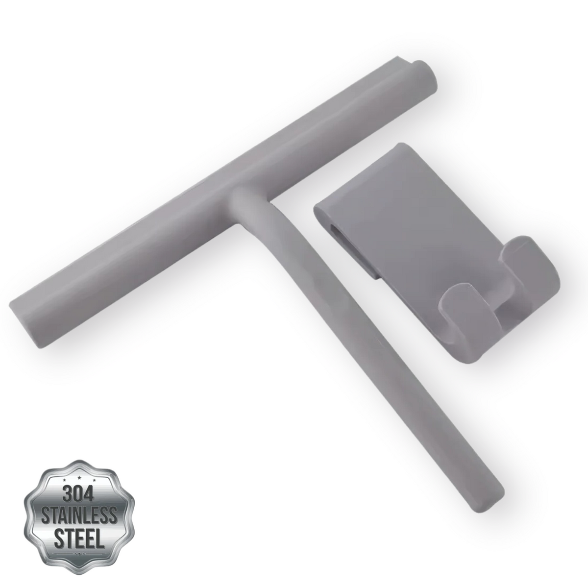 Premium RVS Badkamerwisser - Douche Trekker met Ophangsysteem - Vloer en Glazen Wisser - Roestvrij Staal - Douche en Bad - Douchewand - Badkamer Reiniging Tool - Douchewisser Grijs