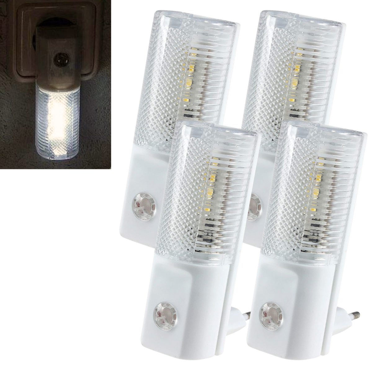 Q-Link LED Nachtlampje - 4 Stuks - Lichtsensor - Stopcontact Sensorlampje - Wit LED Licht - Dag en Nacht Sensor - Kinderen en Volwassenen