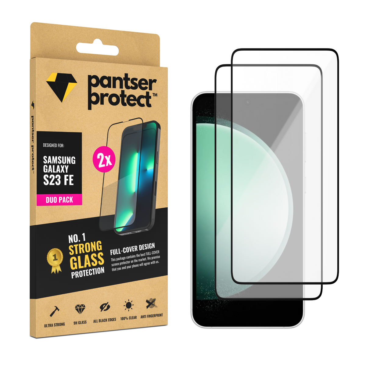 DUO-PACK - 2x Pantser Protect™ Glass Screenprotector Geschikt voor Samsung Galaxy S23 FE - Case Friendly - Premium Pantserglas - Glazen Screen Protector