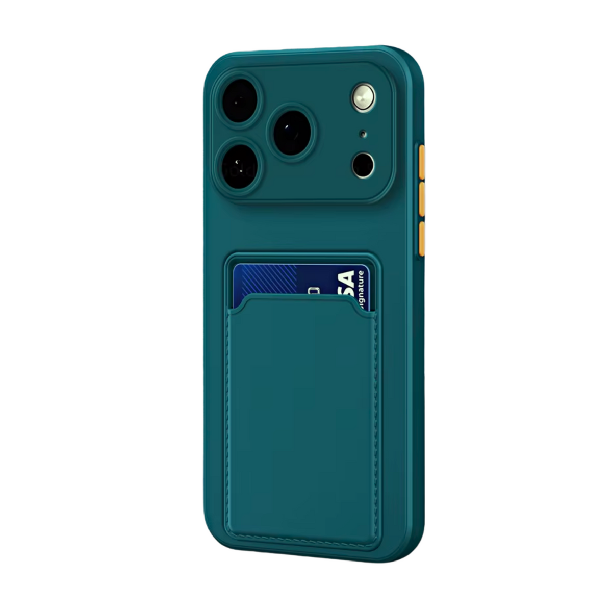 Hoesje Geschikt voor Apple iPhone 17 Pro - Stevig TPU - Met Kaarthouder - Donkergroen - Shockproof Case met Pasjeshouder - TPU Hoes Met Vakje Voor Pasje - Card Case Back Cover