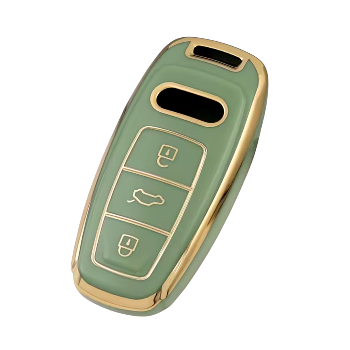 Zachte TPU Sleutelcover - Sleutelhoesje Geschikt voor Audi A3 / A4 / B9 / A6 / C8 / A7 / S7 / 4K / A8 / D5 / S8 / Q7 / Q8 / SQ8 / E-tron / 2018 / 2019 / 2020 / 2021 / 2022 - Groen met Goud - Key Cover - Auto Accessoires