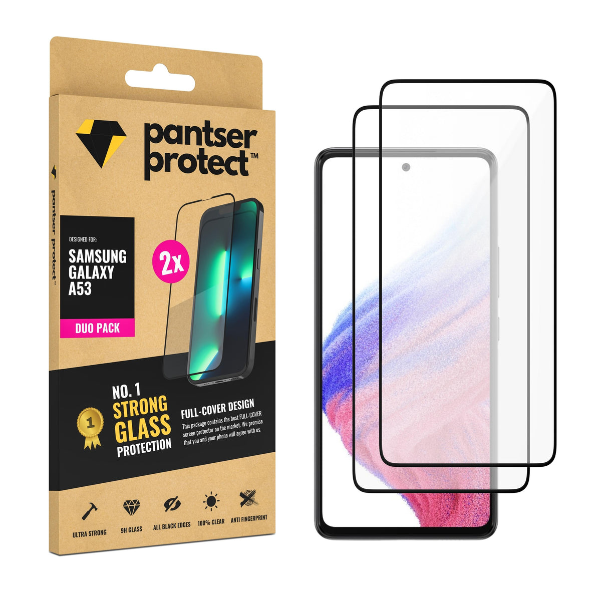 DUO-PACK - 2x Pantser Protect™ Glass Screenprotector Geschikt voor Samsung Galaxy A53 - Case Friendly - Premium Pantserglas - Glazen Screen Protector