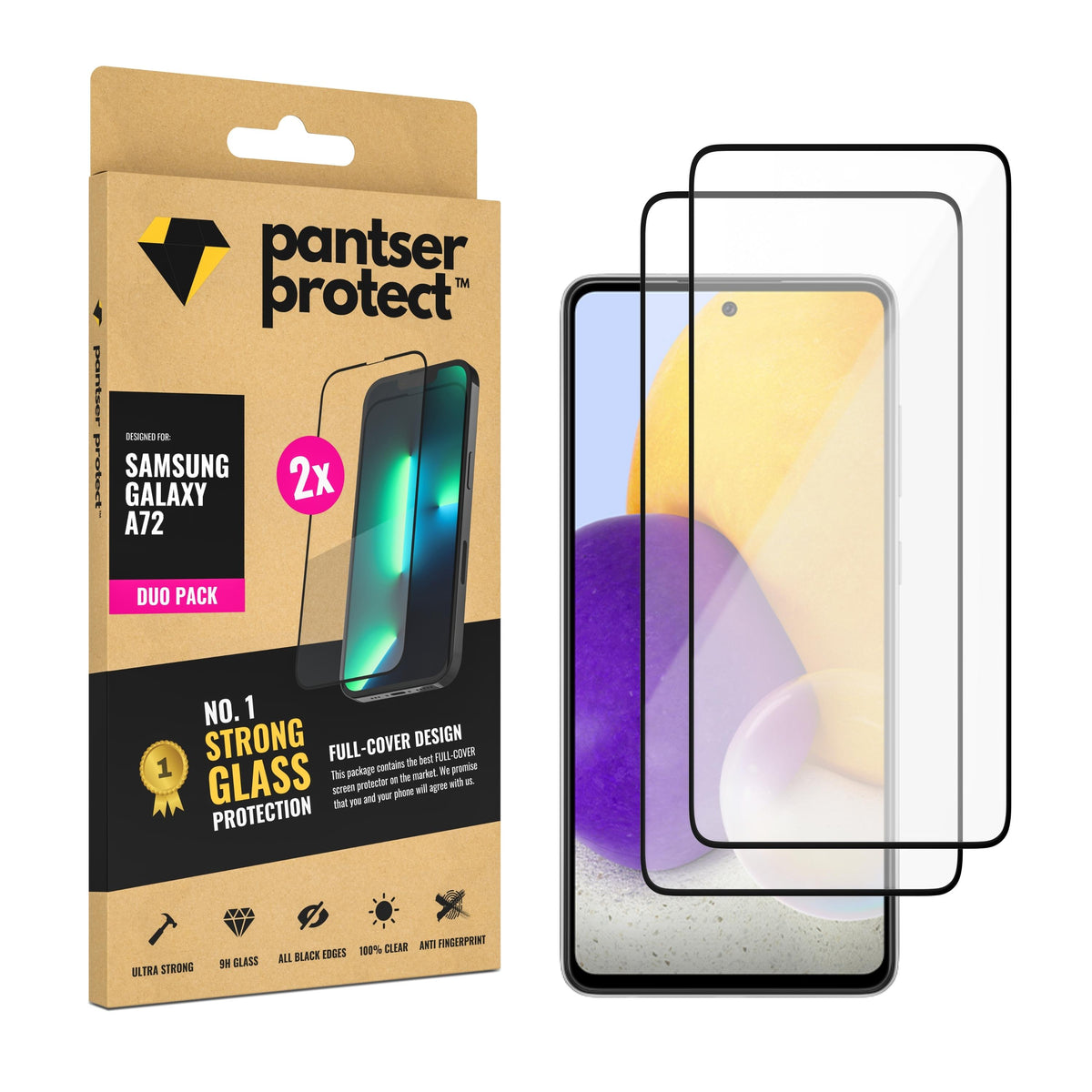 DUO-PACK - 2x Pantser Protect™ Glass Screenprotector Geschikt voor Samsung Galaxy A72 - Case Friendly - Premium Pantserglas - Glazen Screen Protector