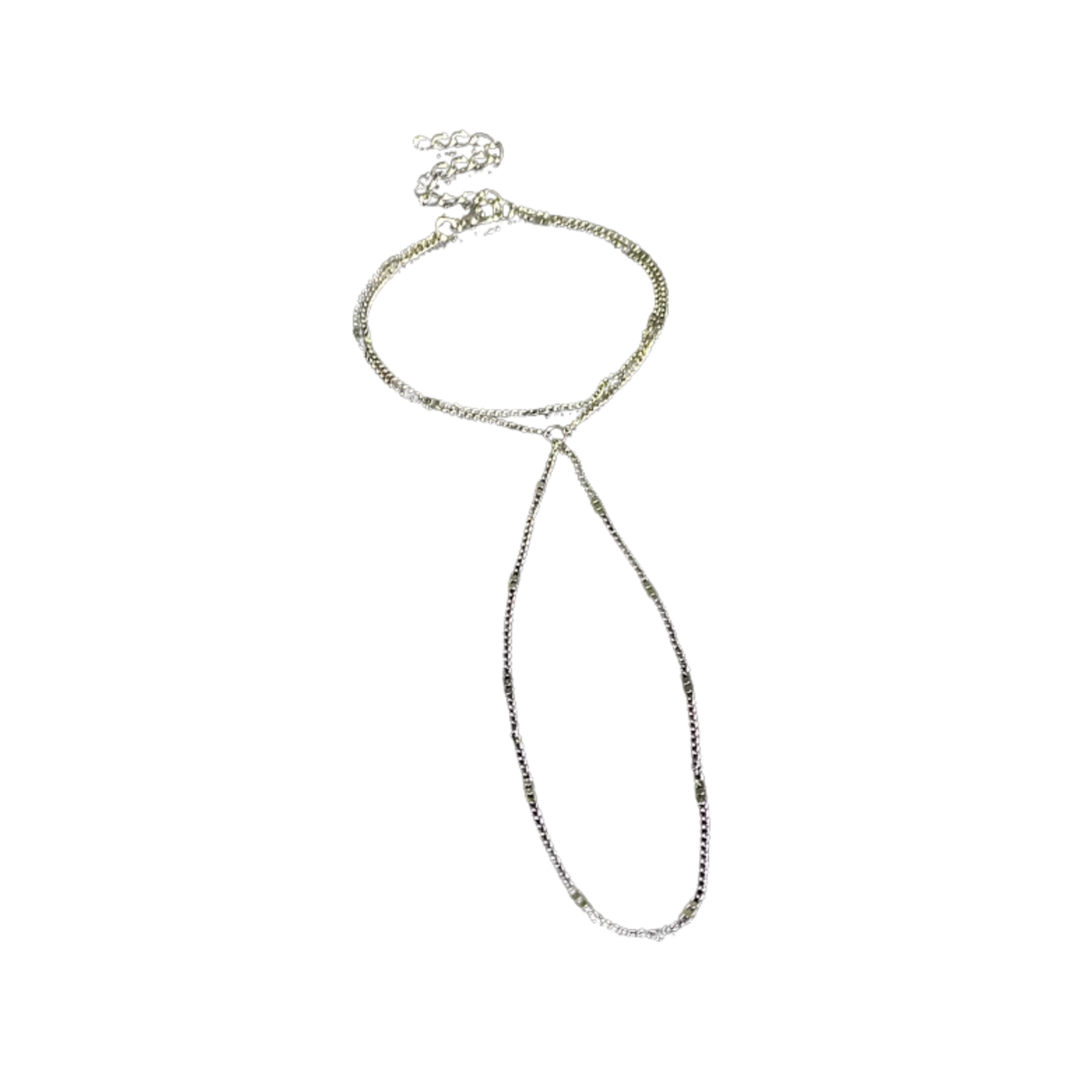 Handketting - Zilver - Ketting Met Plaatjes - Dubbele Armband - Handsierraad Zilverkleurig - Armband & Ring Dames - Hand Sierraad Ketting