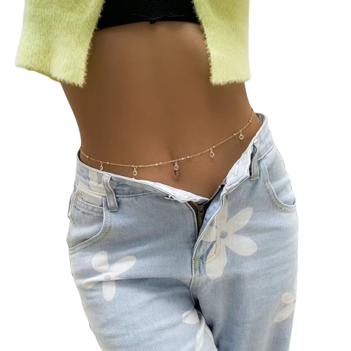 Belly Chain - Goud - Bolletjes en Steentjes - Buikketting Goudkleurig - Zomerse Tailleketting - Heupketting Dames - Buik Ketting