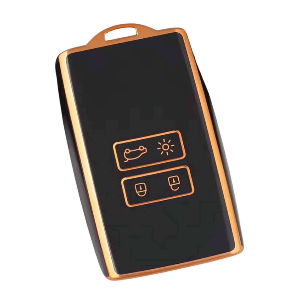 Zachte TPU Sleutelcover - Sleutelhoesje Geschikt voor Renault Koleos / Scénic 4 / Arkana / Captur / Mégane / Talisman / Espace / Clio / Zoë / Dacia Sandero - Zwart met Goud - Key Cover - Auto Accessoires