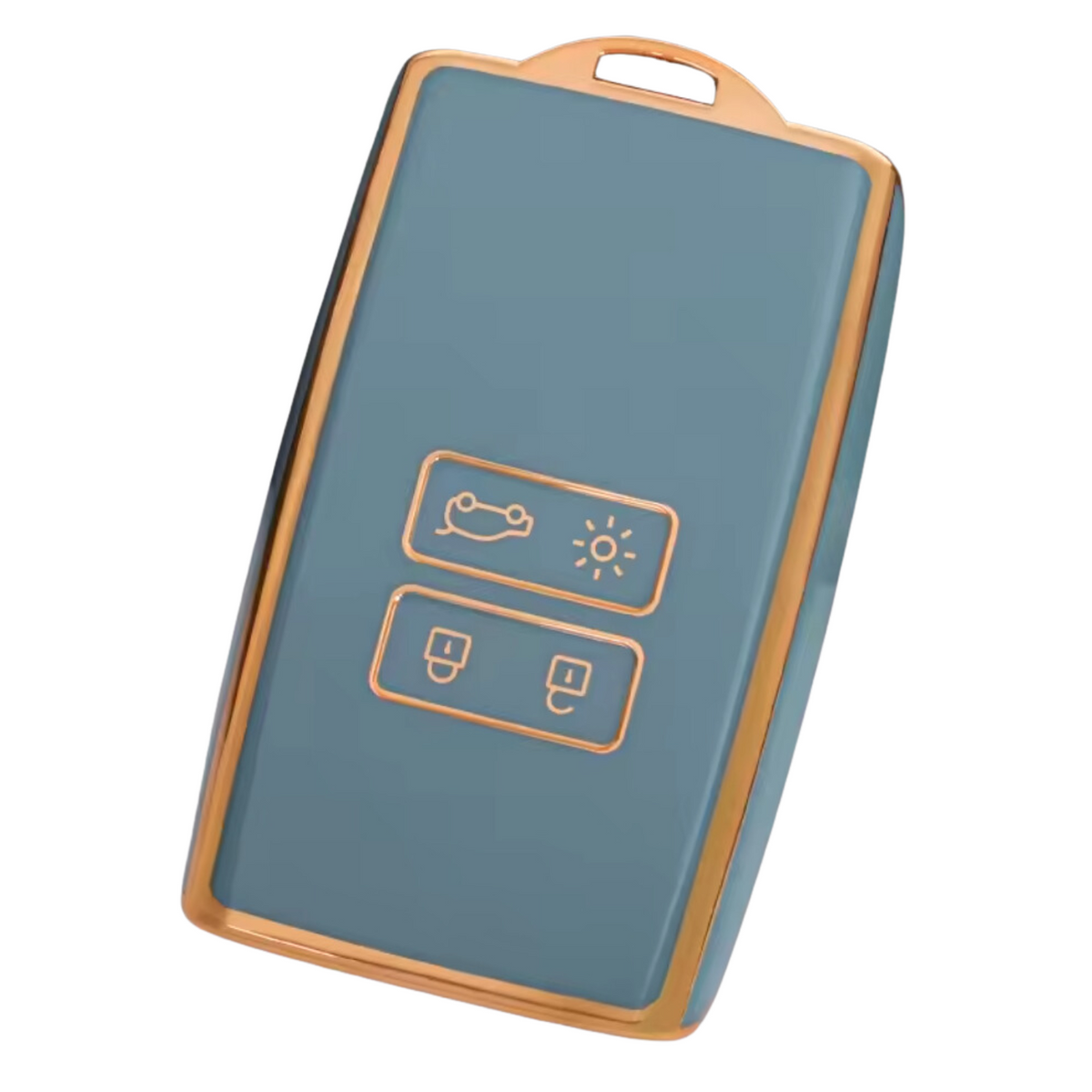 Zachte TPU Sleutelcover - Sleutelhoesje Geschikt voor Renault Koleos / Scénic 4 / Arkana / Captur / Mégane / Talisman / Espace / Clio / Zoë / Dacia Sandero - Blauw met Goud - Key Cover - Auto Accessoires