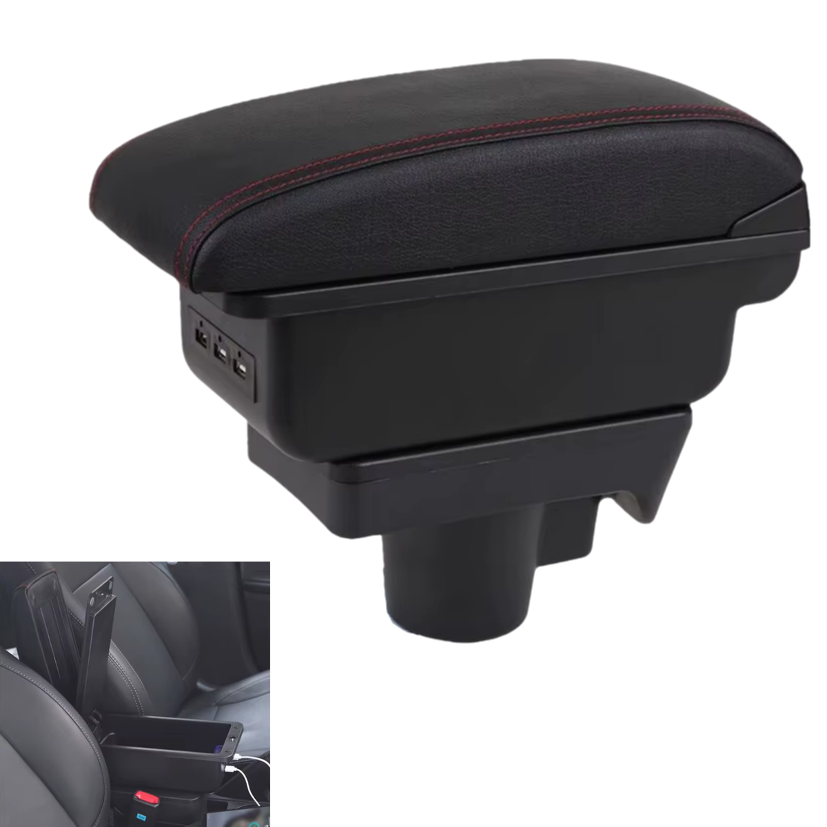 Multifunctionele Armsteun - Geschikt voor Opel Astra H 2004 - 2014 - 1 USBC & 2 USB Aansluitingen - Opbergvakken - Armleuning - Middenconsole - Bekerhouder