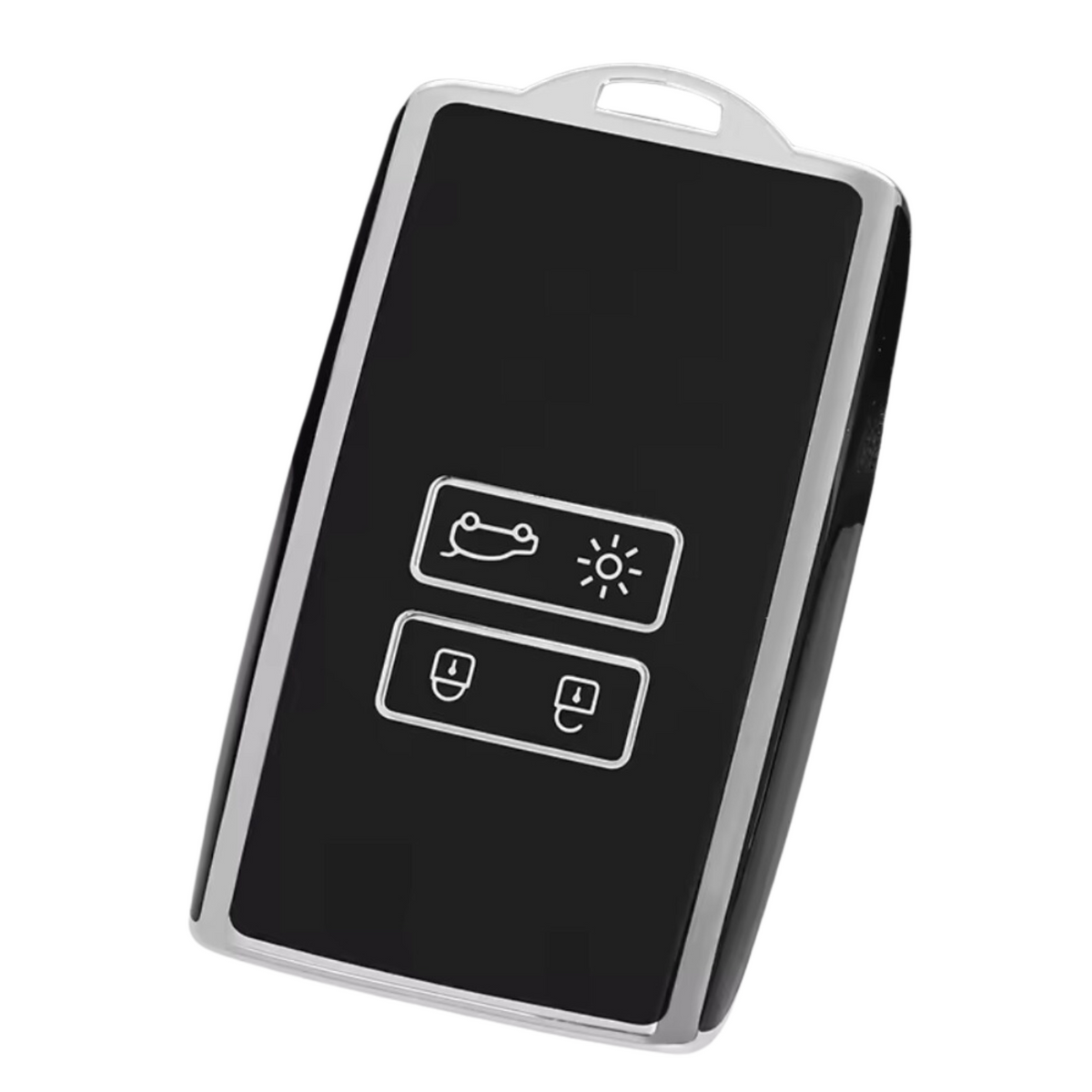 Zachte TPU Sleutelcover - Sleutelhoesje Geschikt voor Renault Koleos / Scénic 4 / Arkana / Captur / Mégane / Talisman / Espace / Clio / Zoë / Dacia Sandero - Zwart met Zilver - Key Cover - Auto Accessoires