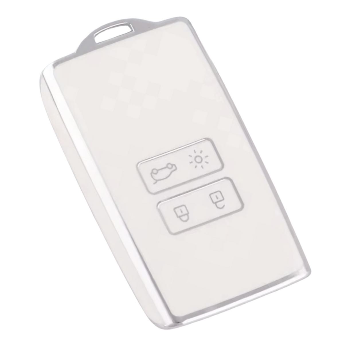 Zachte TPU Sleutelcover - Sleutelhoesje Geschikt voor Renault Koleos / Scénic 4 / Arkana / Captur / Mégane / Talisman / Espace / Clio / Zoë / Dacia Sandero - Wit met Zilver - Key Cover - Auto Accessoires