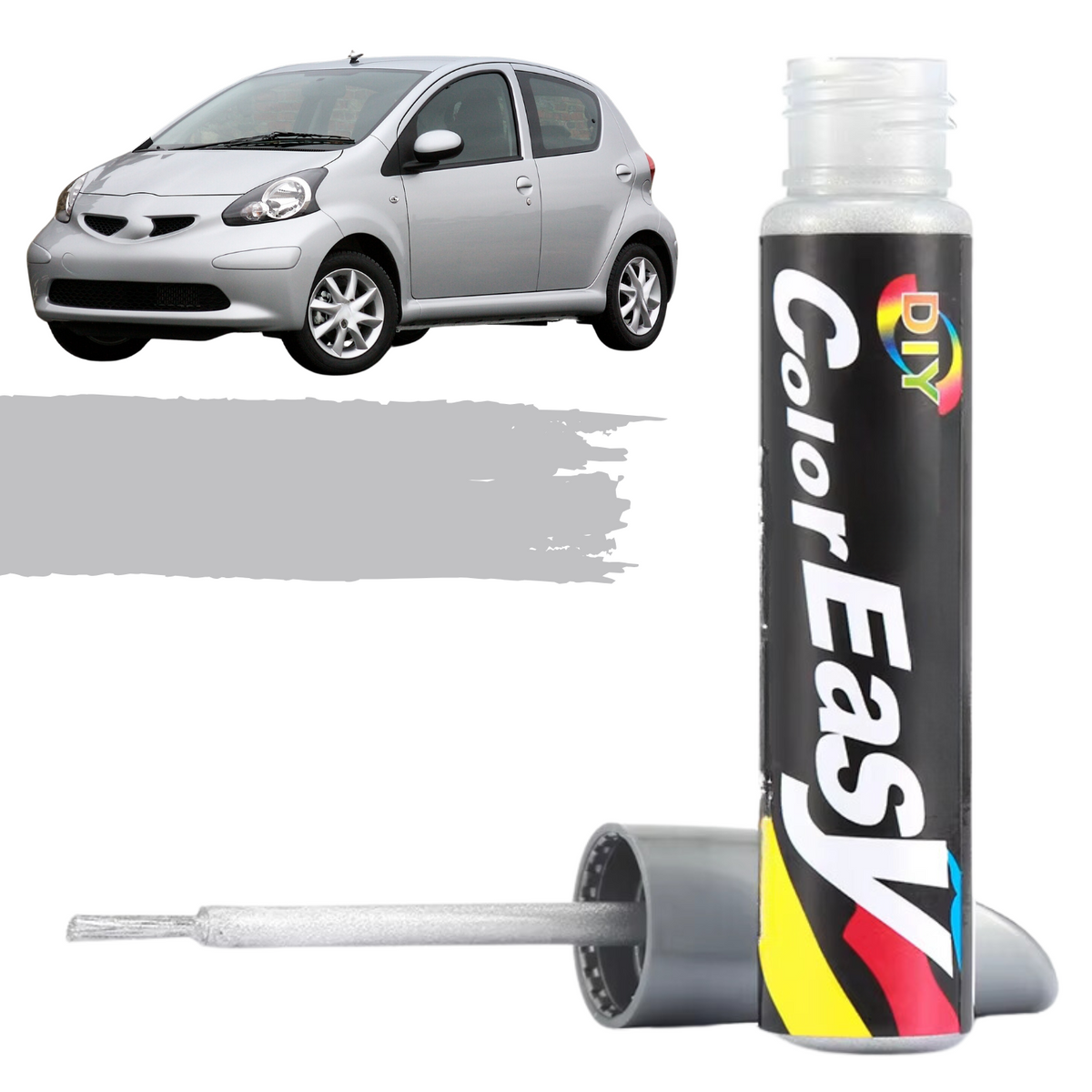 Autolak Lakstift Zilver – Reparatie Lak met Kwastje Grijs – Geschikt voor Toyota Aygo, Citroën C1 & Peugeot 107 – Steenslag & Krasherstel – Kras stift - Autolak - Krassen Verwijderaar 12ml