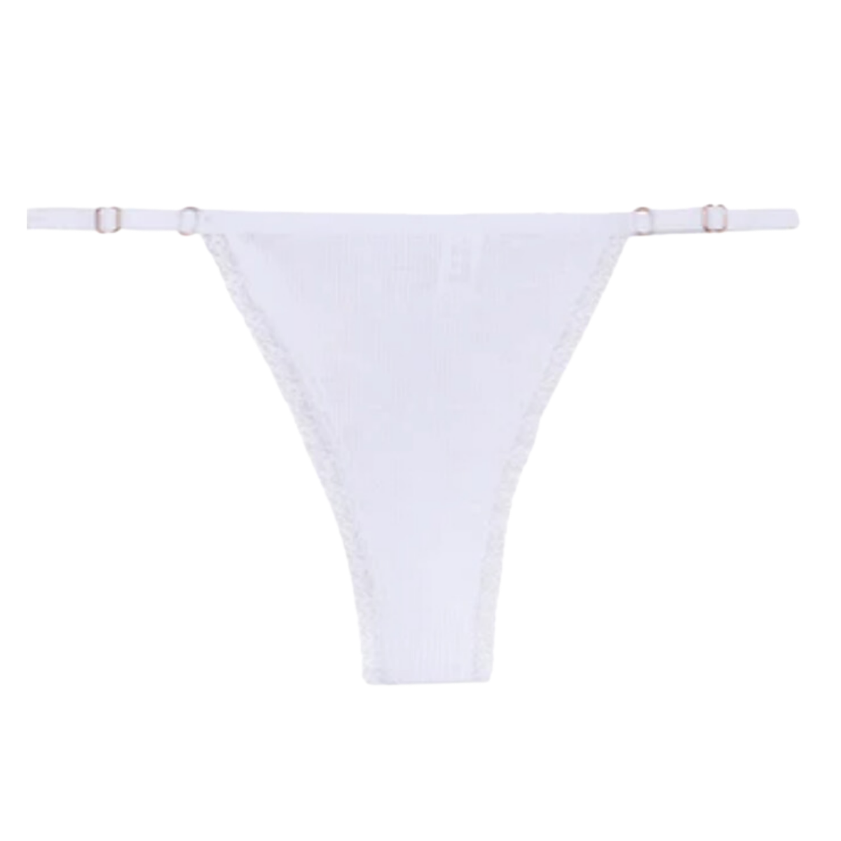 Sexy Dames String - Wit Ribstof - Dames Lingerie / Ondergoed - Kant - 95% Katoen - Maat S