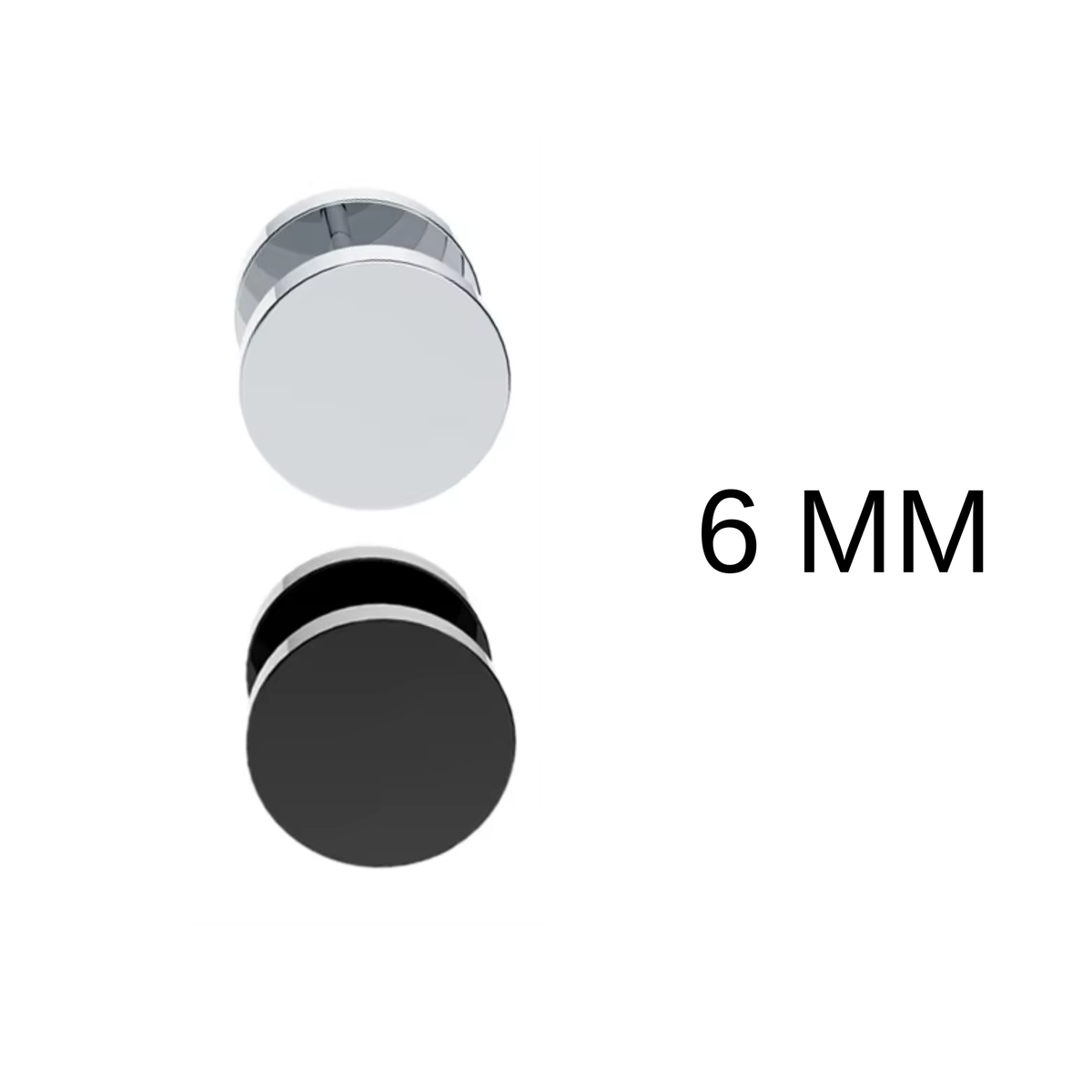 Piercing Set - 2 Nep Tunnel Piercings - Zilver & Zwart - Stainless Steel - Lippiercing / Oorpiercing - Piercing Schroefje - Oorbel - Verkleedaccessoires - 6mm
