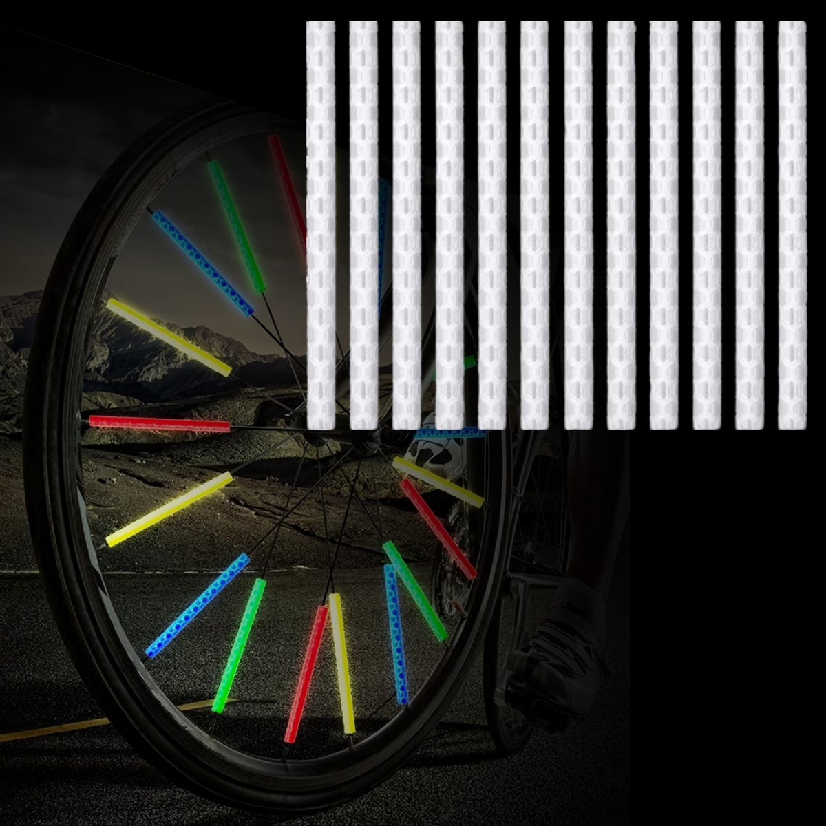 Fiets Spaak Reflector Wit - 12 Stuks - Glow In The Dark - Spaakreflector - Spaakreflectoren Staafjes