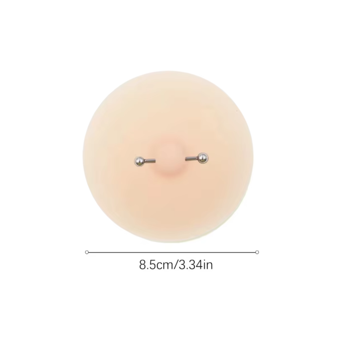 Fake Piercing Tepelcovers - Zilver - Stainless Steel - 2 Stuks - Beige - Tepelpiercing / Nipplecover / Tepelcover / Tepelsticker - Nep Piercing - Verkleedaccessoires - 8,5 CM