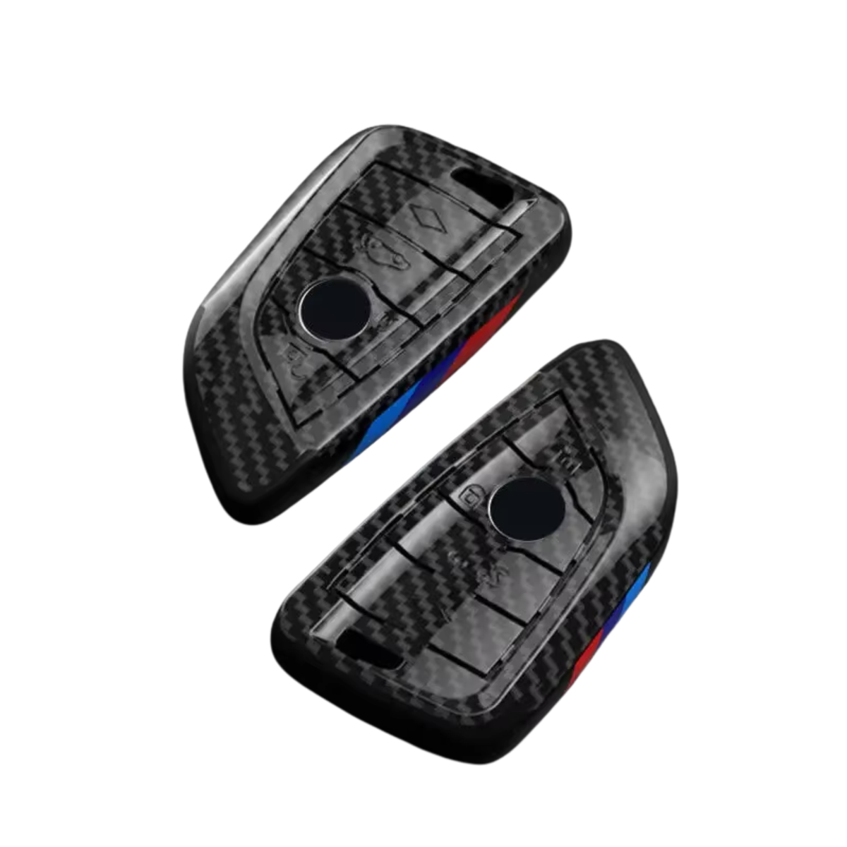 Premium Sleutelcover - Gloss Carbon Look - Donkerblauw / Lichtblauw / Rood - Sleutelhoesje Geschikt voor BMW 1 serie / 3 serie / 5 Serie / 7 Serie / X1 / X3 / X4 / X5 / F16 / G20 / G30 / F11 / M - Key Cover - Auto Accessoires