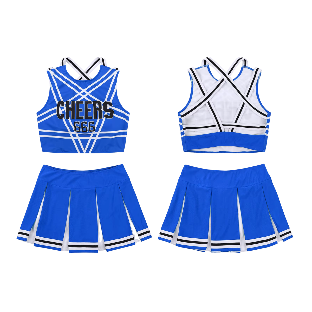 Sexy Cheerleader Kostuum - 2-delig Blauw Verkleedpakje - Rokje & Korte Top Met Open Rug - Rollenspel / Cosplay - Lingerie Ondergoed voor Dames - Maat S