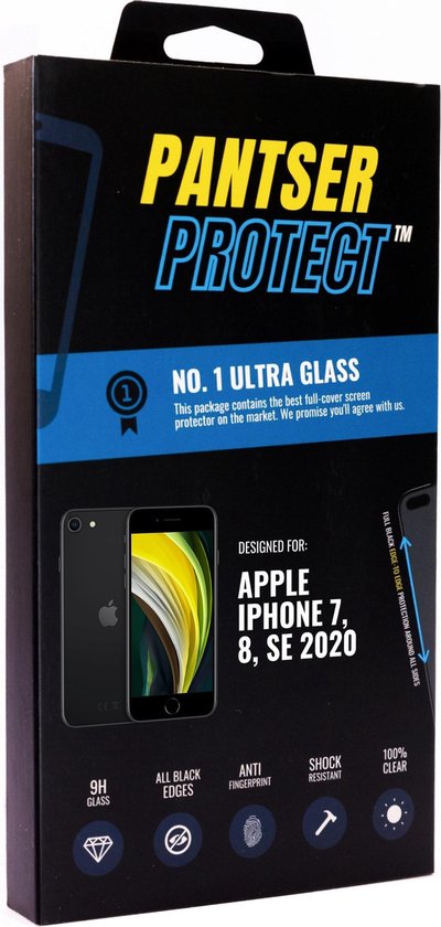 Pantser Protect ™ Case Friendly Screenprotector Geschikt voor Apple iPhone SE 2022 / SE 2020 / 8 / 7 / 6S / 6 - Premium glazen full-cover Pantserglas Protector - Tempered Glass Bescherm Glas