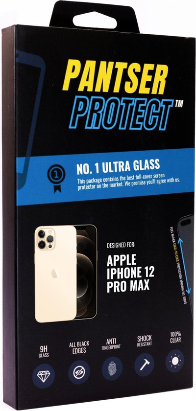 Pantser Protect ™ Case Friendly Screenprotector Geschikt voor Apple iPhone 12 Pro Max - Premium glazen full-cover Pantserglas Protector - Tempered Glass Bescherm Glas