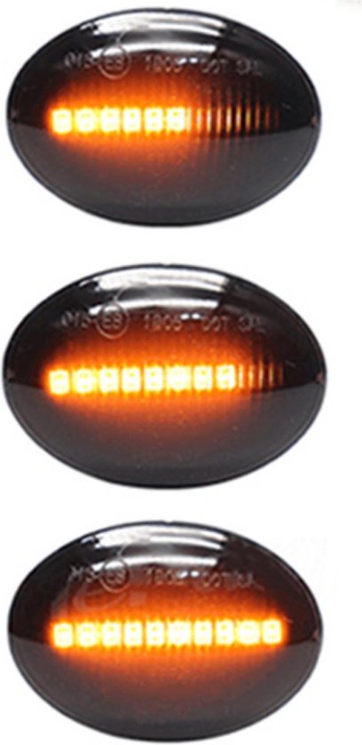 Dynamische LED Richtingaanwijzers (Smoked) - Geschikt voor Fiat 500 / Abarth 500 & 595 / Ford KA - Plug & Play Knipperlichten Zijkant - Set van 2 Knipperlichten met LED streep - Flowing Water Effect