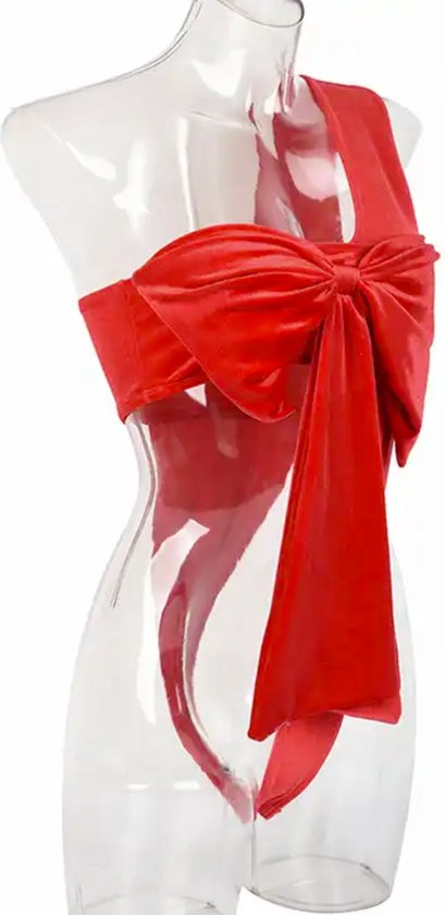 Sexy Kerst Body Dames - Cadeaustrik - Strik Rood - Kerst Lingerie - Erotische Kerst Outfit - Kerstvrouw - Maat XXL