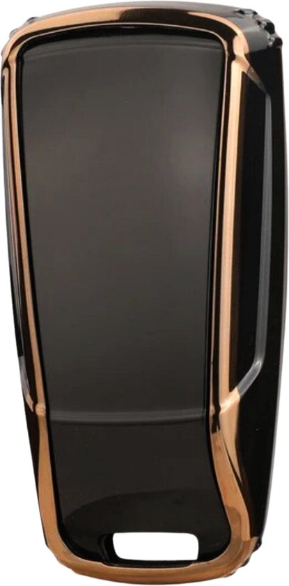 Zachte TPU Sleutelcover - Geschikt voor Audi A4 / A5 / A6 / A7 / S4 / S5 / S6 / Q5 / TT / RS - Zwart met Goud - Sleutel Hoesje Cover - Auto Accessoires